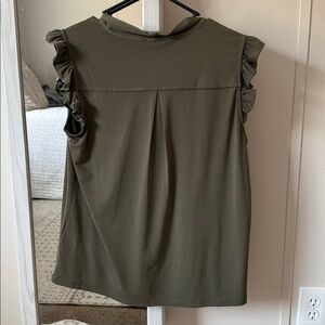 Calvin Klein Dark Green Ruffle Sleeve Blouse